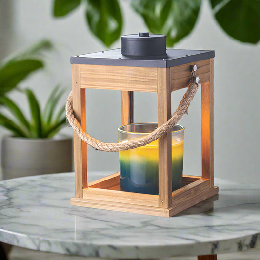 Wood and Rope Candle Warmer Lantern