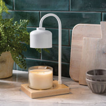 Load image into Gallery viewer, White &amp; Wood Arched Lamp