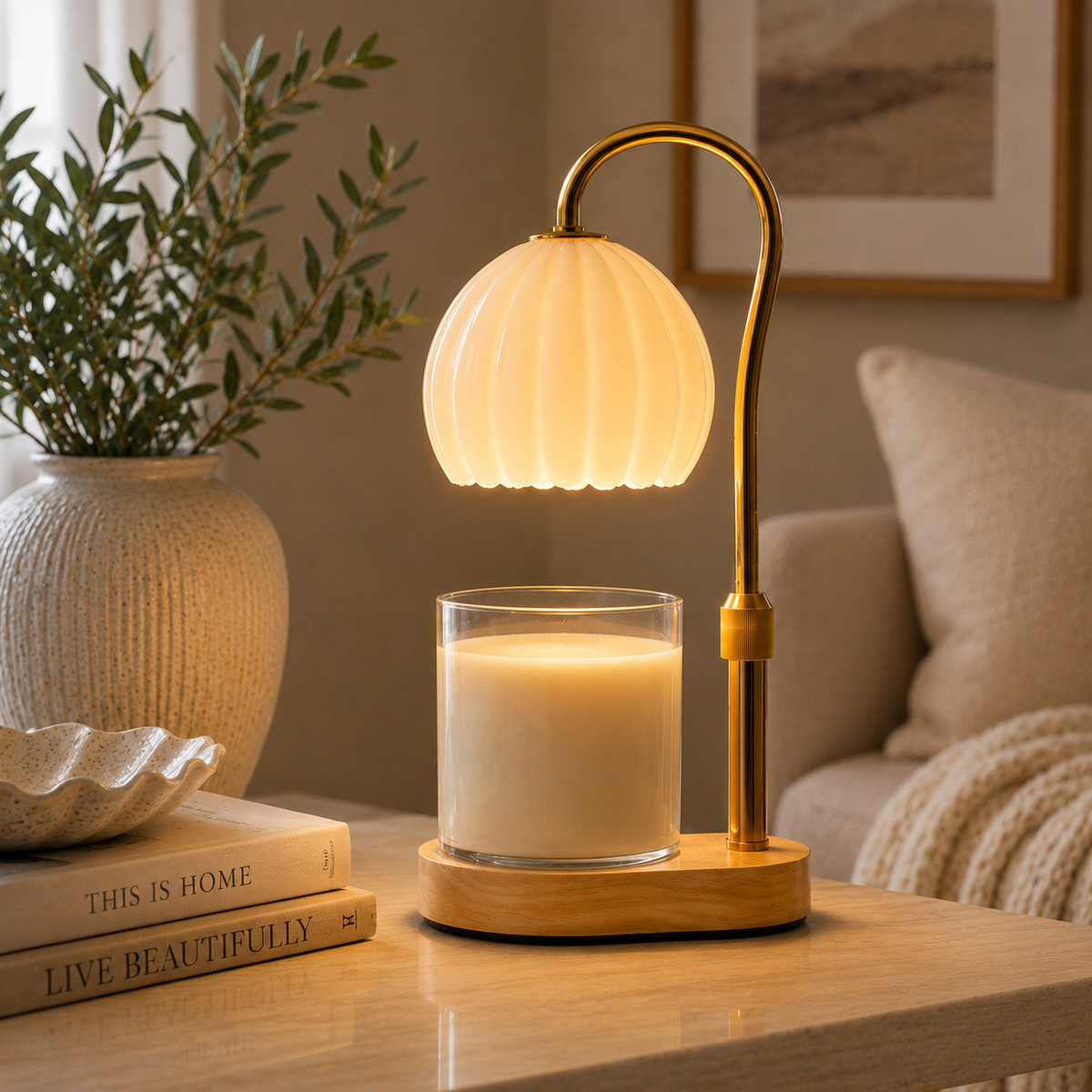 Milk Glass Candle Warmer Lamp
