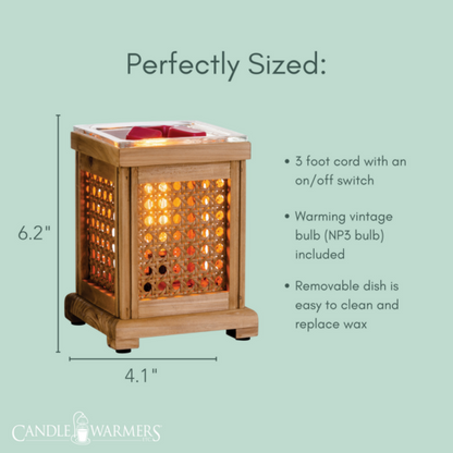 Wood & Cane Vintage Style Bulb Illumination Warmer
