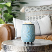 Load image into Gallery viewer, Blue Herringbone Flip Dish Wax Warmer