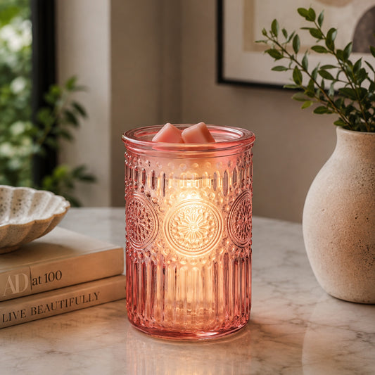 Vintage Pink Parisian Glass Illumination Warmer