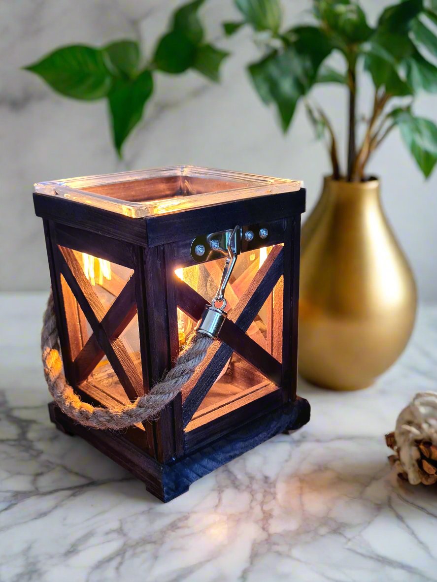 Walnut & Rope Vintage Bulb Illumination Warmer - OUT OF STOCK